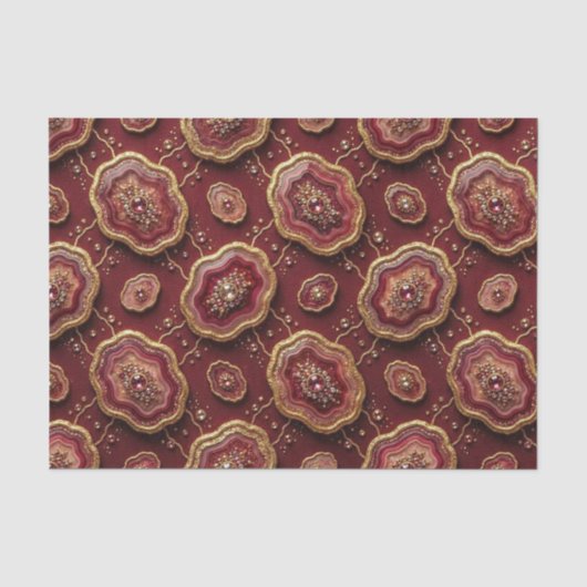 Luxe Decoupage | Bourgondië + Goud Agate Geode Tissuepapier (Voorkant)
