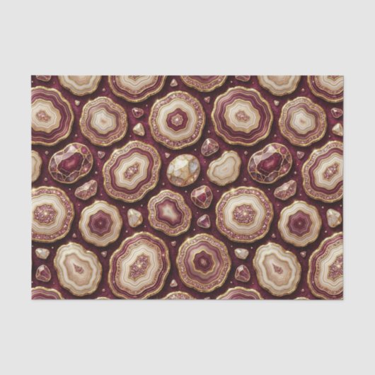 Luxe Decoupage | Bourgondië + Goud Agate Geode Tissuepapier (Voorkant)