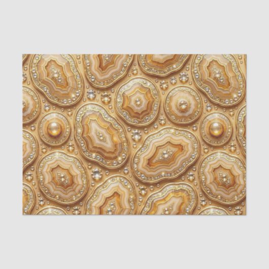 Luxe Decoupage | Kameel + Gouden Agate Geode Tissuepapier (Voorkant)