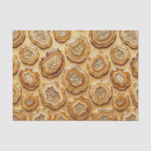 Luxe Decoupage | Kameel + Gouden Agate Geode Tissuepapier (Voorkant)