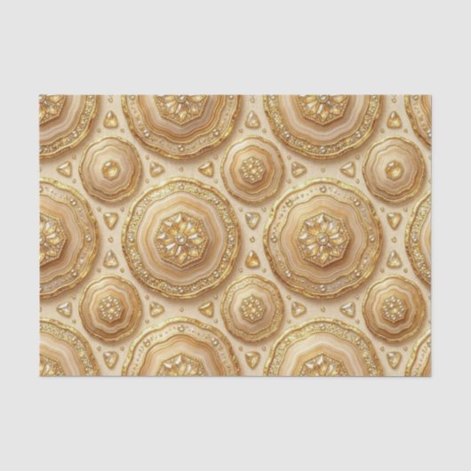 Luxe Decoupage | Kameel + Gouden Agate Geode Tissuepapier (Voorkant)