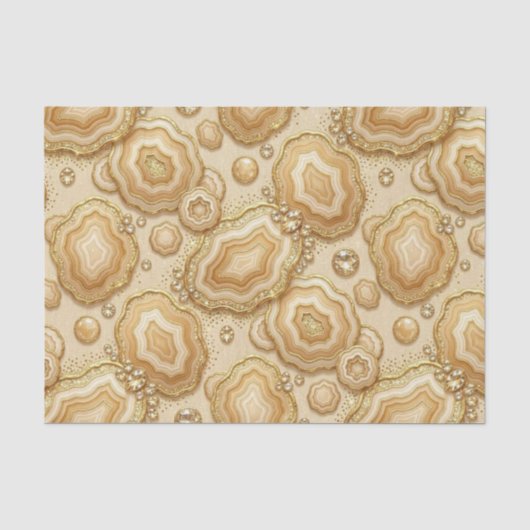Luxe Decoupage | Kameel + Gouden Agate Geode Tissuepapier (Voorkant)