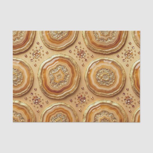 Luxe Decoupage | Kameel + Gouden Agate Geode Tissuepapier (Voorkant)