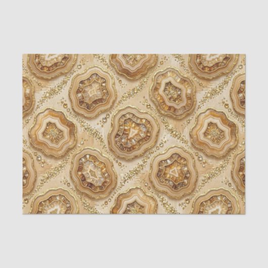 Luxe Decoupage | Kameel + Gouden Agate Geode Tissuepapier (Voorkant)