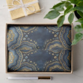 Luxe Decoupage | Marineblauw + Goud Agate Geode Tissuepapier (Geschenk)
