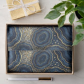 Luxe Decoupage | Marineblauw + Goud Agate Geode Tissuepapier (Geschenk)