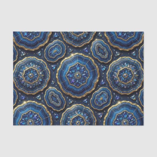 Luxe Decoupage | Marineblauw + Goud Agate Geode Tissuepapier (Voorkant)