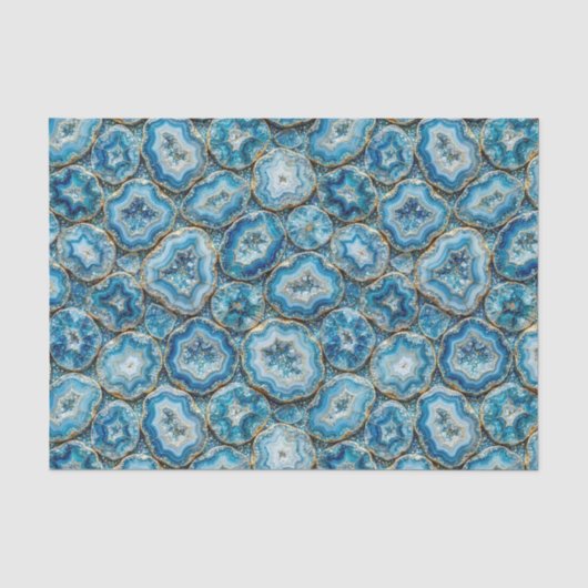 Luxe Decoupage | Oceaanblauw + Goud Agate Geode Tissuepapier (Voorkant)