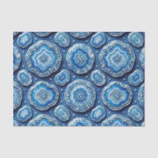 Luxe Decoupage | Oceaanblauw + Goud Agate Geode Tissuepapier (Voorkant)