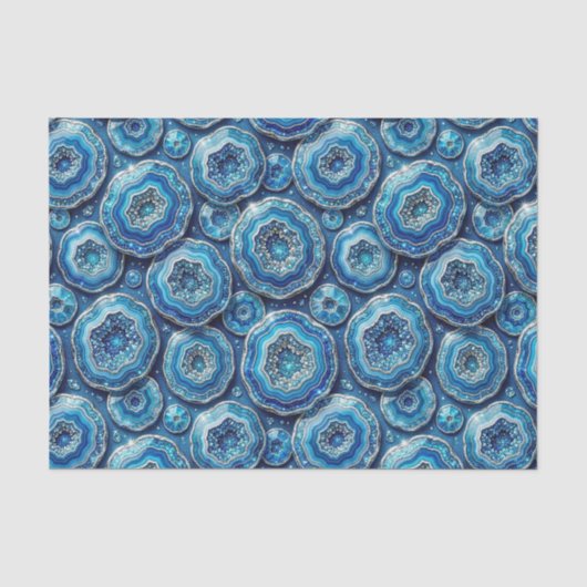 Luxe Decoupage | Oceaanblauw + Goud Agate Geode Tissuepapier (Voorkant)