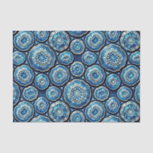 Luxe Decoupage | Oceaanblauw + Goud Agate Geode Tissuepapier (Voorkant)