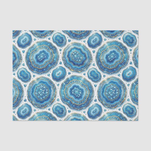 Luxe Decoupage | Oceaanblauw + Goud Agate Geode Tissuepapier (Voorkant)