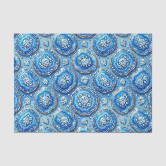 Luxe Decoupage | Oceaanblauw + Goud Agate Geode Tissuepapier (Voorkant)