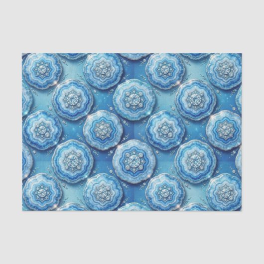 Luxe Decoupage | Oceaanblauw + Goud Agate Geode Tissuepapier (Voorkant)