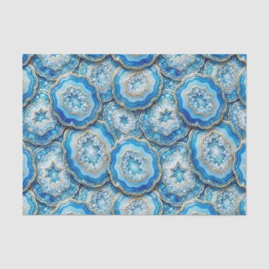 Luxe Decoupage | Oceaanblauw + Goud Agate Geode Tissuepapier (Voorkant)