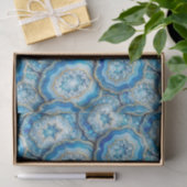Luxe Decoupage | Oceaanblauw + Goud Agate Geode Tissuepapier (Geschenk)