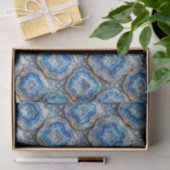 Luxe Decoupage | Oceaanblauw + Goud Agate Geode Tissuepapier (Geschenk)