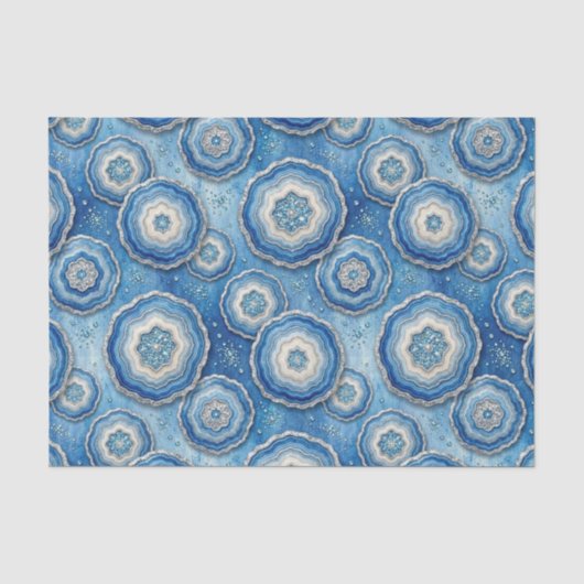 Luxe Decoupage | Oceaanblauw + Goud Agate Geode Tissuepapier (Voorkant)