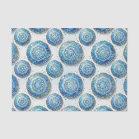 Luxe Decoupage | Oceaanblauw + Goud Agate Geode Tissuepapier (Voorkant)