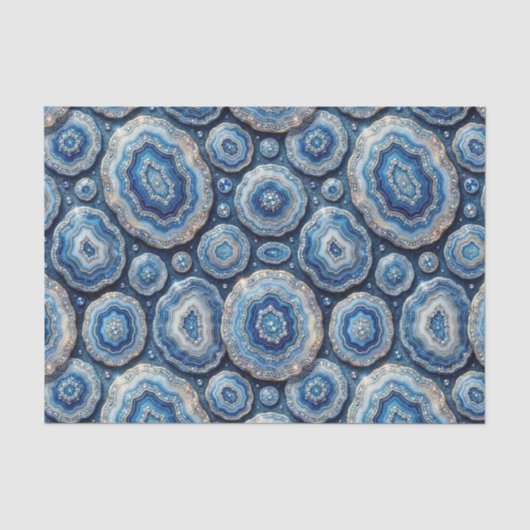 Luxe Decoupage | Oceaanblauw + Goud Agate Geode Tissuepapier (Voorkant)