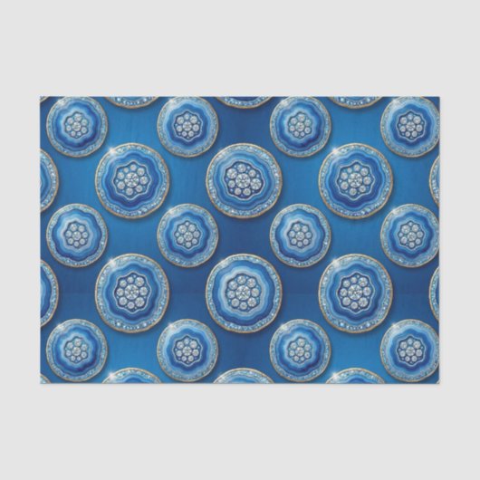 Luxe Decoupage | Oceaanblauw + Goud Agate Geode Tissuepapier (Voorkant)