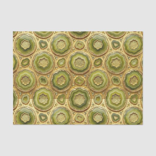 Luxe Decoupage | Olijfgroen + Gouden Agate Geode Tissuepapier (Voorkant)