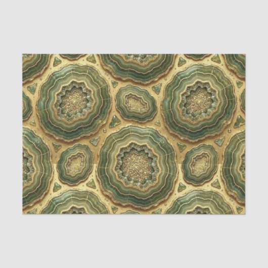 Luxe Decoupage | Olijfgroen + Gouden Agate Geode Tissuepapier (Voorkant)