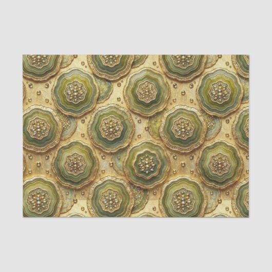 Luxe Decoupage | Olijfgroen + Gouden Agate Geode Tissuepapier (Voorkant)