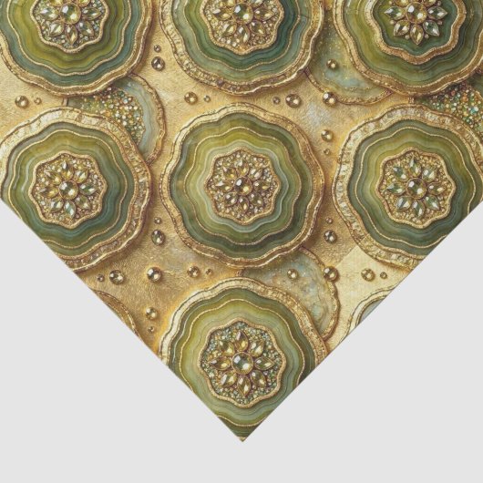 Luxe Decoupage | Olijfgroen + Gouden Agate Geode Tissuepapier (Detail)