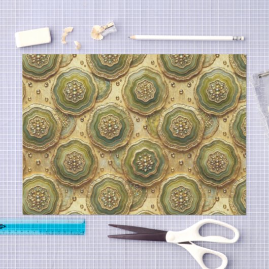 Luxe Decoupage | Olijfgroen + Gouden Agate Geode Tissuepapier (Craft)