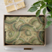 Luxe Decoupage | Olijfgroen + Gouden Agate Geode Tissuepapier (Geschenk)