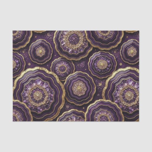 Luxe Decoupage | Paarse + Gouden Agate Geode Tissuepapier (Voorkant)