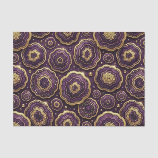Luxe Decoupage | Paarse + Gouden Agate Geode Tissuepapier (Voorkant)