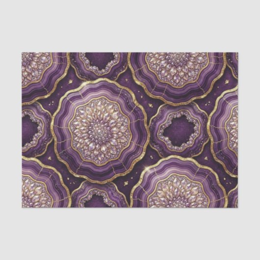 Luxe Decoupage | Paarse + Gouden Agate Geode Tissuepapier (Voorkant)