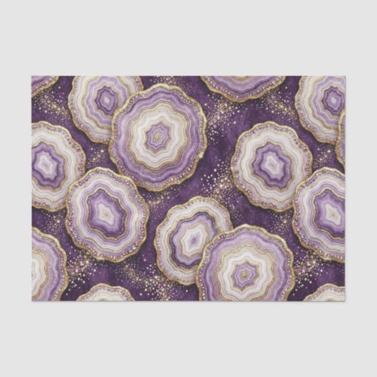Luxe Decoupage | Paarse + Gouden Agate Geode Tissuepapier (Voorkant)