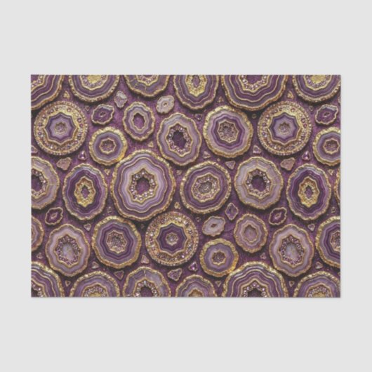 Luxe Decoupage | Paarse + Gouden Agate Geode Tissuepapier (Voorkant)