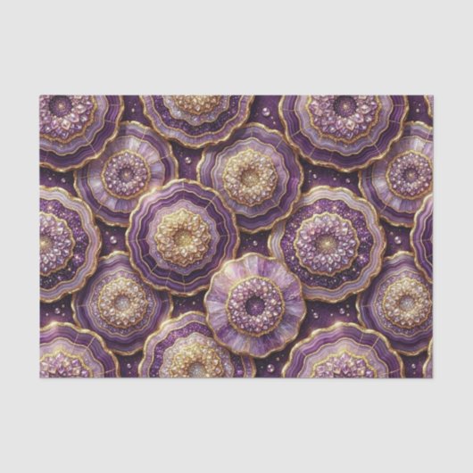 Luxe Decoupage | Paarse + Gouden Agate Geode Tissuepapier (Voorkant)