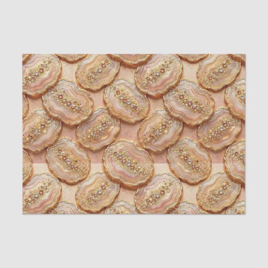 Luxe Decoupage | Roze Goud + Goud Agate Geode Tissuepapier (Voorkant)