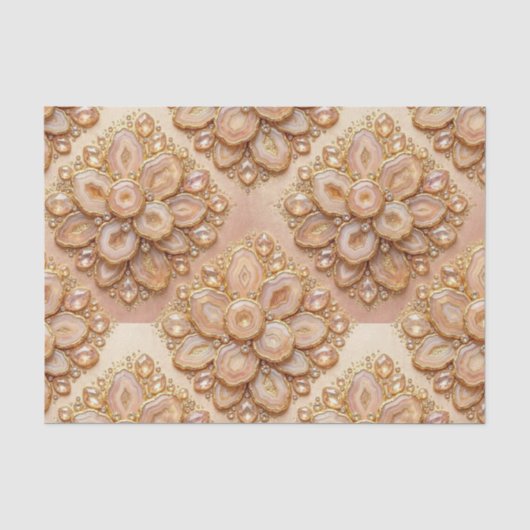 Luxe Decoupage | Roze Goud + Goud Agate Geode Tissuepapier (Voorkant)