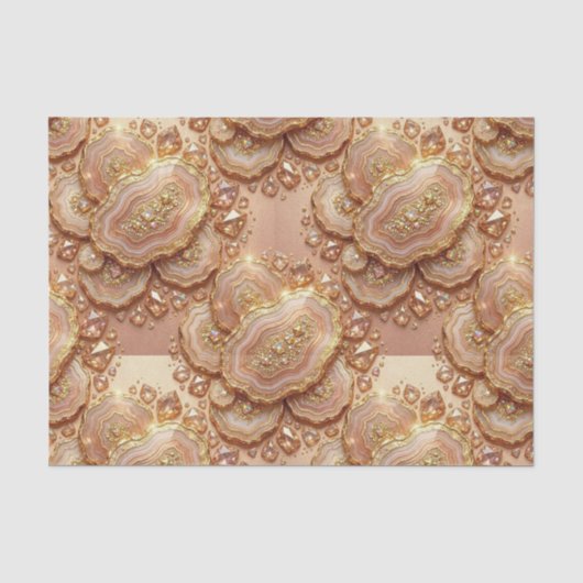 Luxe Decoupage | Roze Goud + Goud Agate Geode Tissuepapier (Voorkant)