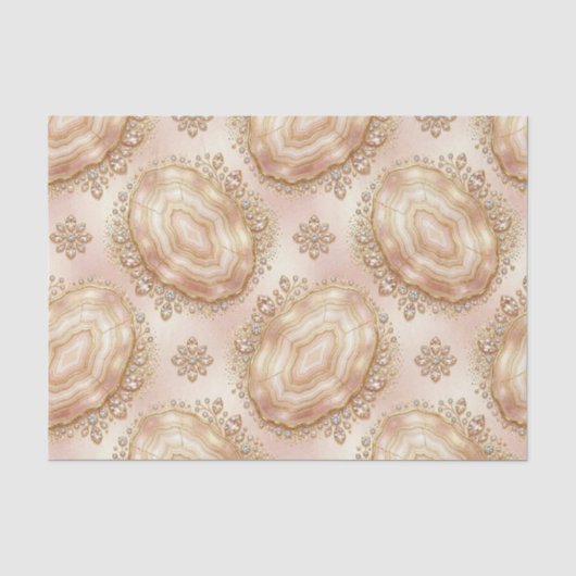 Luxe Decoupage | Roze Goud + Goud Agate Geode Tissuepapier (Voorkant)
