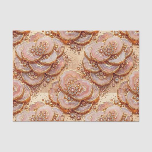 Luxe Decoupage | Roze Goud + Goud Agate Geode Tissuepapier (Voorkant)