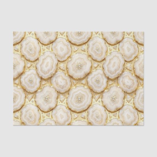 Luxe Decoupage | Witte + Gouden Agate Geode Tissuepapier (Voorkant)