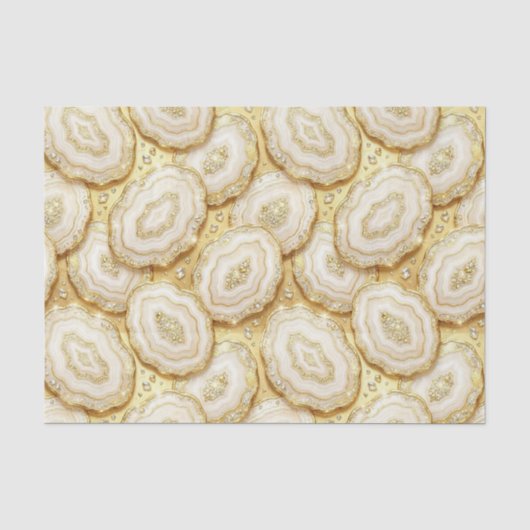 Luxe Decoupage | Witte + Gouden Agate Geode Tissuepapier (Voorkant)