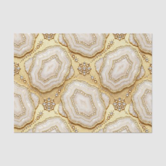 Luxe Decoupage | Witte + Gouden Agate Geode Tissuepapier (Voorkant)