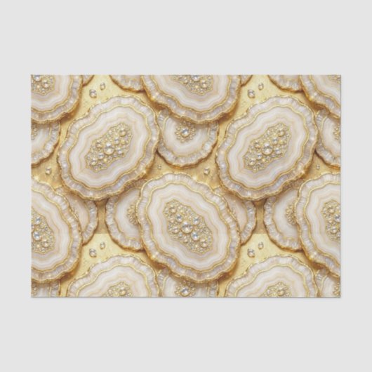 Luxe Decoupage | Witte + Gouden Agate Geode Tissuepapier (Voorkant)
