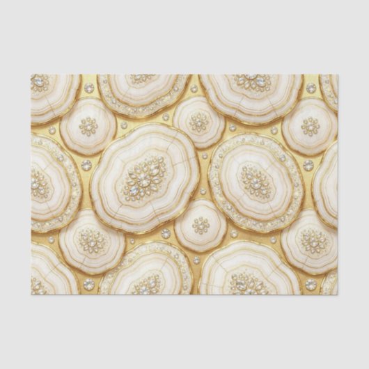 Luxe Decoupage | Witte + Gouden Agate Geode Tissuepapier (Voorkant)