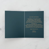 Luxe Deep Blue en Gold 50e bruiloft Jubileum Kaart (Binnen)