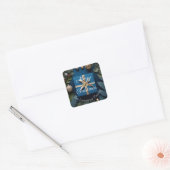 Luxe Deep Blue en Gouden Kerstcadeaus Vierkante Sticker (Envelop)