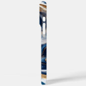 Luxe Deep Blue Gold Swirl 3D marmeren textuur, Case-Mate iPhone Case (Achterkant / Links)